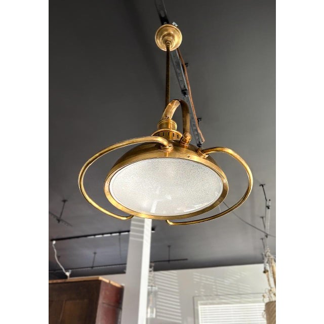 Industrial Nautical Brass Pendant Light by Visual Comfort For Sale - Image 3 of 5