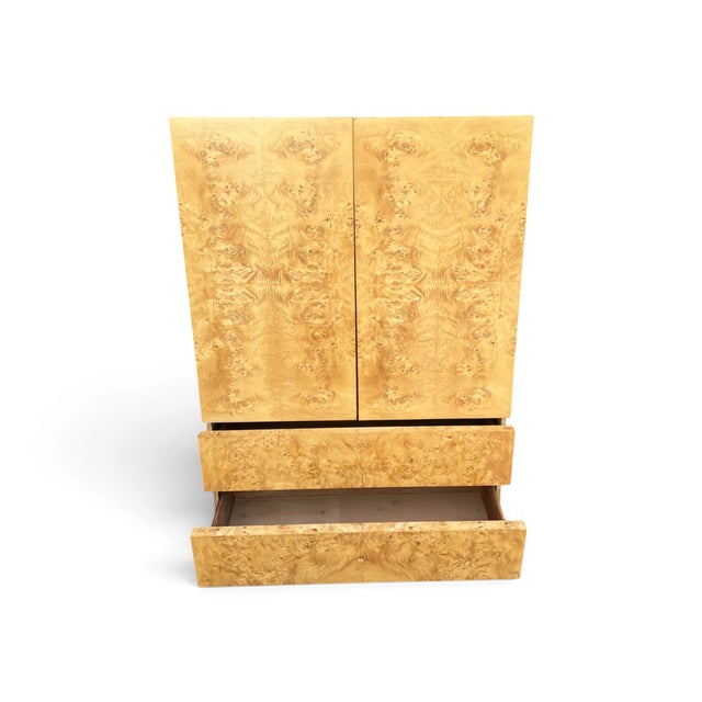 1970s Double Door Burl Wood Armoire Wardrobe in a Manner of Milo Baughman For Sale - Image 11 of 13