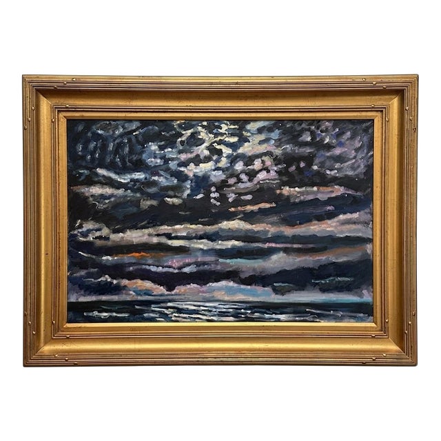 Late 20th Century Large Framed Vintage Oil on Canvas Seascape For Sale