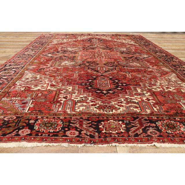 Textile Vintage Persian Heriz Rug - 09'08 X 13'04 For Sale - Image 7 of 9