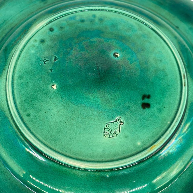 Turquoise Minton Majolica Seafood Plate With Fish and Shells, English, Dated 1873 For Sale - Image 8 of 8