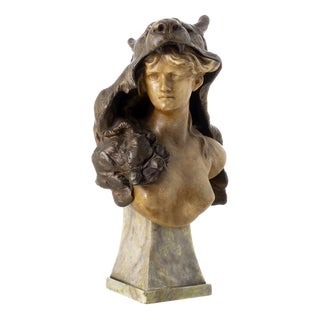 Art Nouveau Sculpture, 20th Century, Bronze on Marble Base For Sale