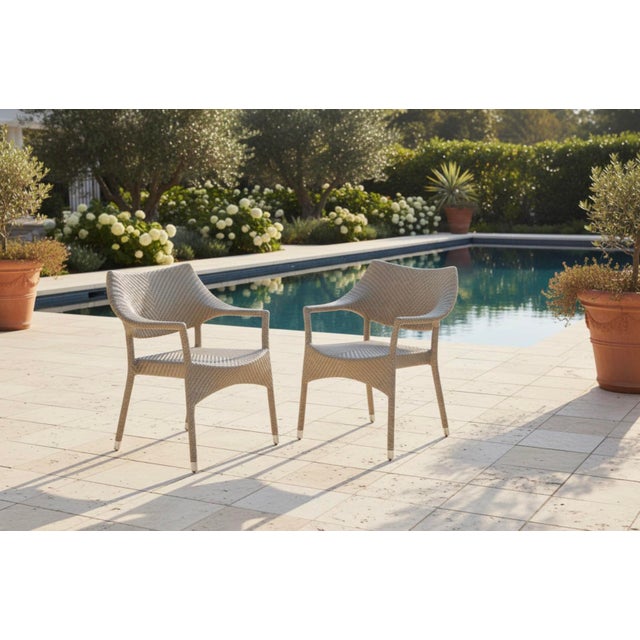 Janice Feldman for Janus Et Cie Amari Outdoor Low Back Lounge Chairs - Pair - Limestone Finish For Sale In Portland, ME - Image 6 of 6