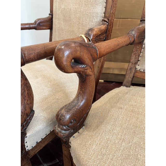 Pair of 19th Century French Empire Dolphin Armchairs For Sale - Image 4 of 7