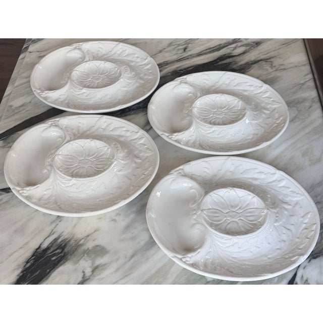 French Made in France Portieux Valerysthal Majolica Artichoke Plates - Set of Four For Sale - Image 3 of 8