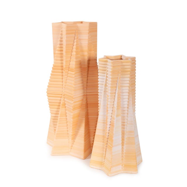 Ceramic Linnet Grooved Vase- Tall For Sale - Image 7 of 9