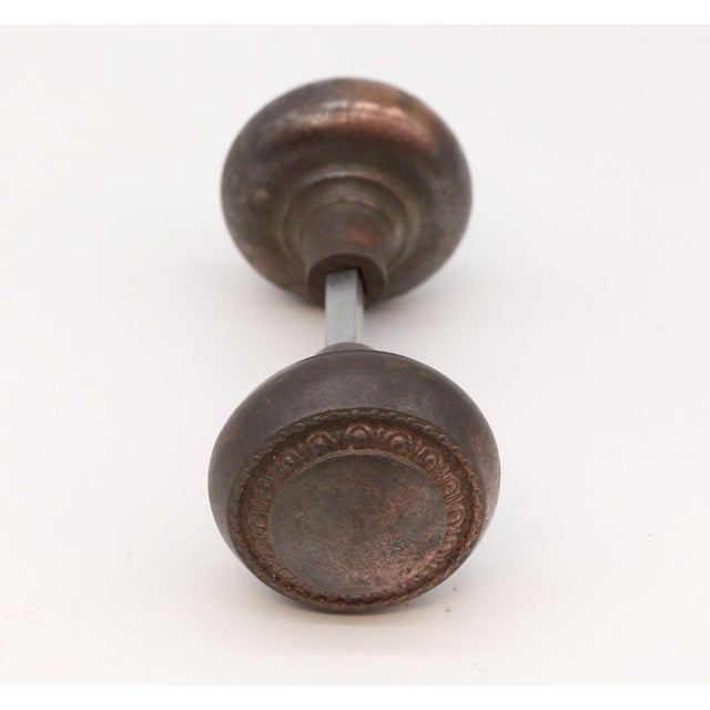 Vintage Concentric Pair of Bronze Door Knobs For Sale - Image 4 of 4