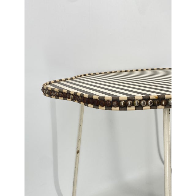 Cream Mid-Century Striped Tray or Side Table, 1950 For Sale - Image 8 of 17