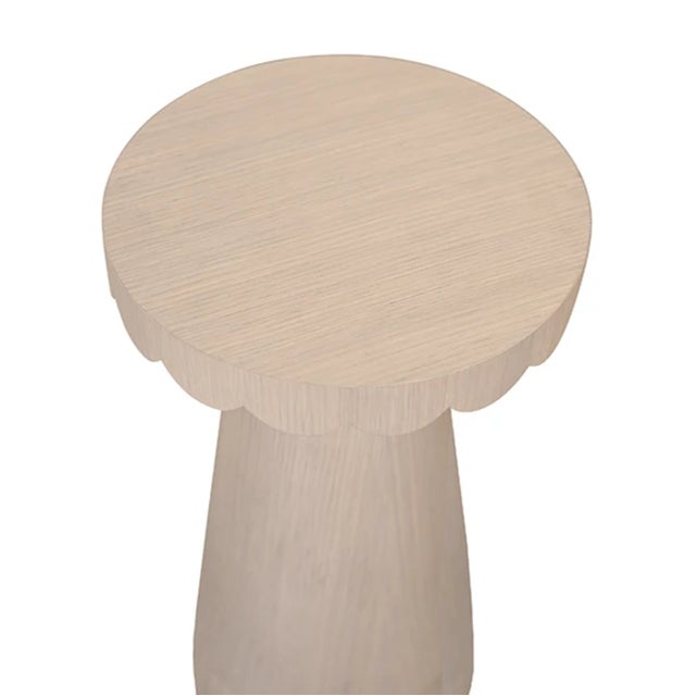 Contemporary Matthew Izzo Home Valencia White Oak Scalloped Edge Drink Table For Sale - Image 3 of 6