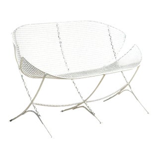 Mid-Century Modern Salterini “Orange Slice” Metal Mesh Bench For Sale