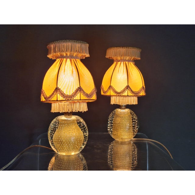 Mid-Century Modern Small Murano Glass Lamps in the style of Archimede Seguso, 1970s, Set of 2 For Sale - Image 3 of 6