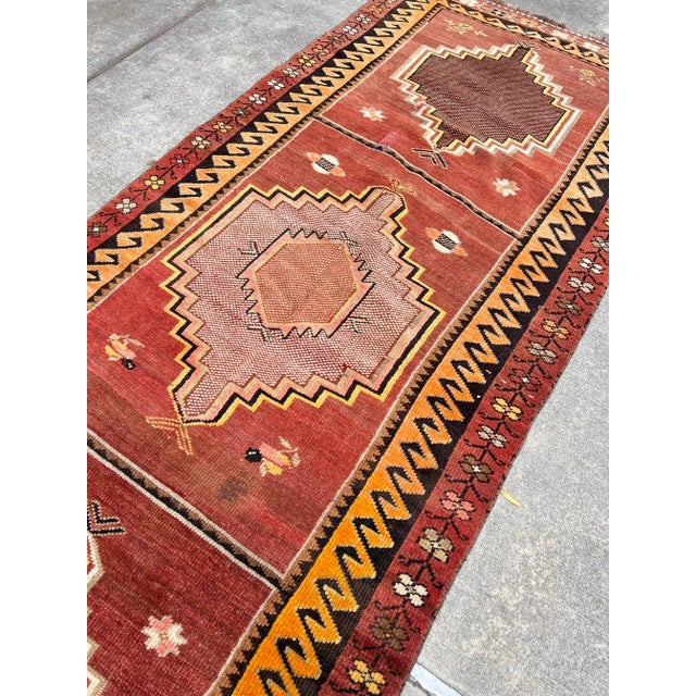 Vintage Orange Warm Colors Nomadic Runner For Sale - Image 4 of 5