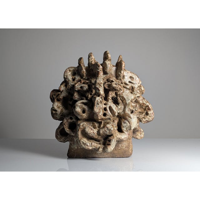 Large Organic Sculpture in Glazed Stoneware with Coral Forms, 2002 For Sale - Image 6 of 16