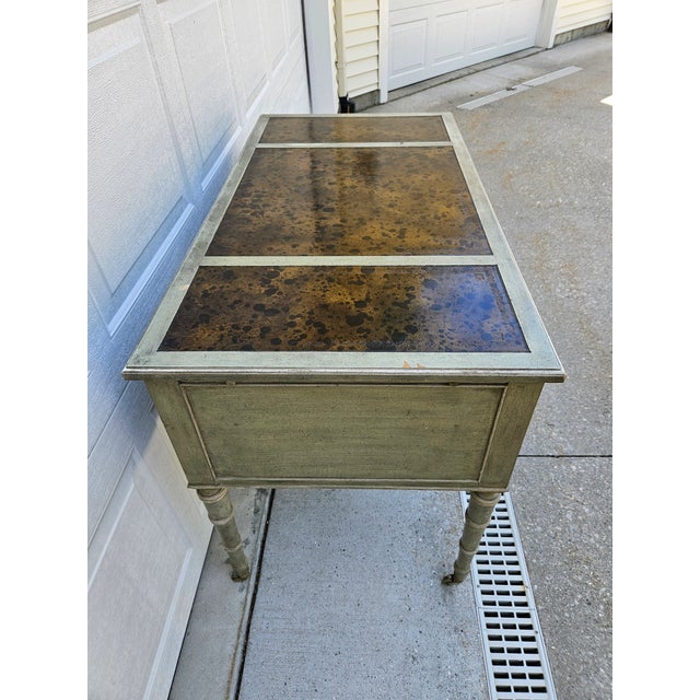 Wood Baker Furniture Light Green Distressed Finish Writing Desk For Sale - Image 7 of 16