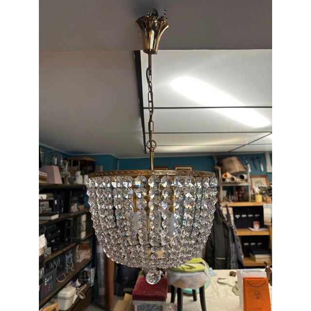Mid-Century Crystal Chandelier, 1950s For Sale - Image 10 of 13