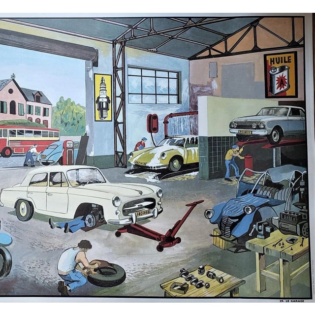 1960s French Double-Sided School Poster-Pool,garage For Sale In New York - Image 6 of 7