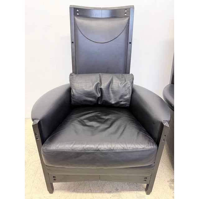 Umberto Asnago Black Leather Peggy Lounge Chairs for Georgetti, 1990s - A Pair For Sale - Image 14 of 18