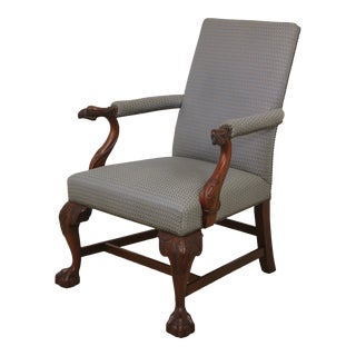 Baker Chippendale Mahogany Eagle Arm Library Chair For Sale