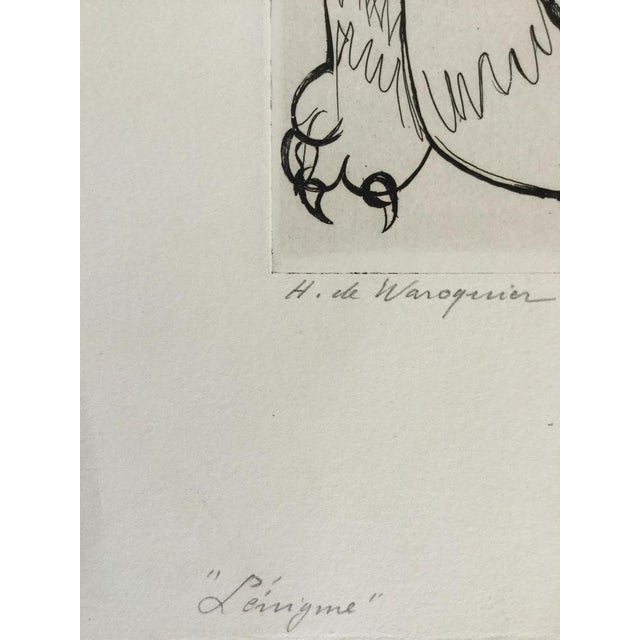 Henry de WAROQUIER (1881-1970) The enigma or the catwoman, 1951 Etching drypoint Signed in the plate at the bottom in the...