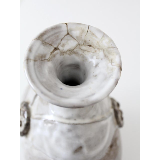 White Vintage 70s Studio Pottery Vase For Sale - Image 8 of 12