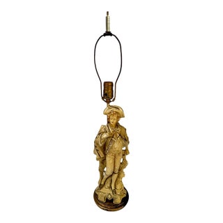 Vintage Claridge Shops Chalkware Gentleman Figural Table Lamp For Sale