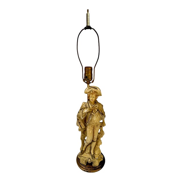Vintage Claridge Shops Chalkware Gentleman Figural Table Lamp For Sale
