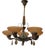 5-Arm Chandelier in Brass and Havana Glass, Sweden, 1930s For Sale