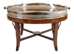 Mid-20th Century Plated High Gallery / Wood Interior Tray Table