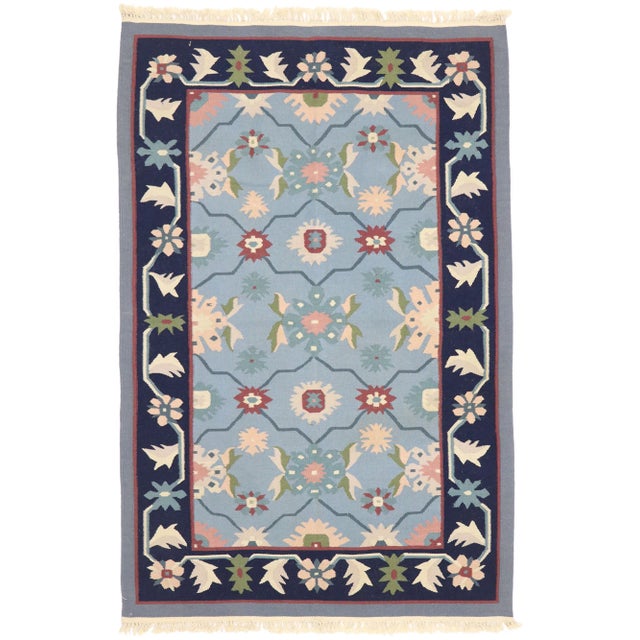 Vintage Romanian Floral Kilim Rug - 03'11 X 05'11 For Sale - Image 9 of 9