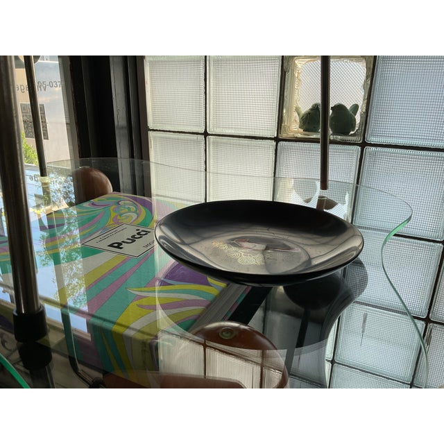 Mid 20th Cerntury Couroc of Monterrey Black Utility Dish Inlaid With Cardinal For Sale - Image 12 of 12