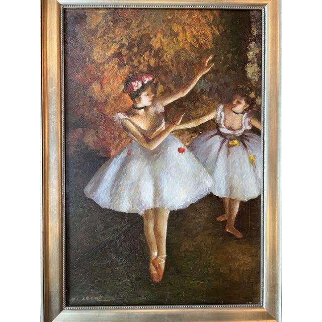 1990s Ballerina Dancers Degas Style Original Oil Painting, Framed For Sale In Sacramento - Image 6 of 17