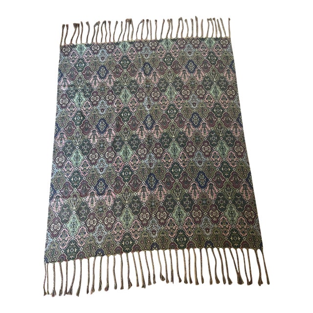 Antique American Woven Tapestry Throw Textile For Sale
