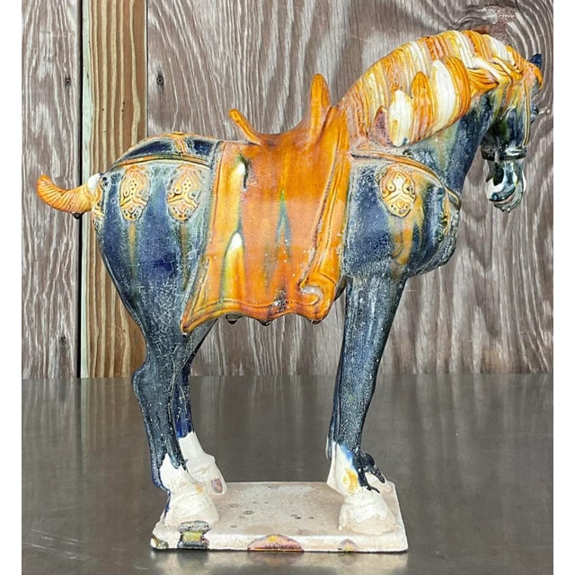 Ceramic Vintage Asian Glazed Ceramic Tang Horse For Sale - Image 7 of 7