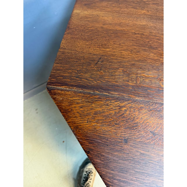 Brown Brooks Mission Oak Octagonal Center Hall Table — Arts & Crafts Slat-Sided For Sale - Image 8 of 12
