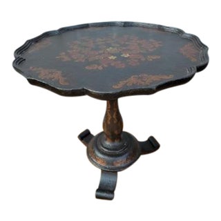 English Victorian Hand Painted Lacquered Paper Mache Pie-Crust Table by Maitland-Smith For Sale