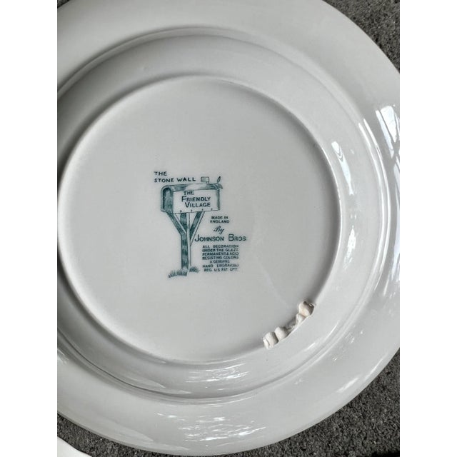 English Johnson Bros. "The Friendly Village" Rimmed Soup Bowls- Set of 3 For Sale In Charleston - Image 6 of 7