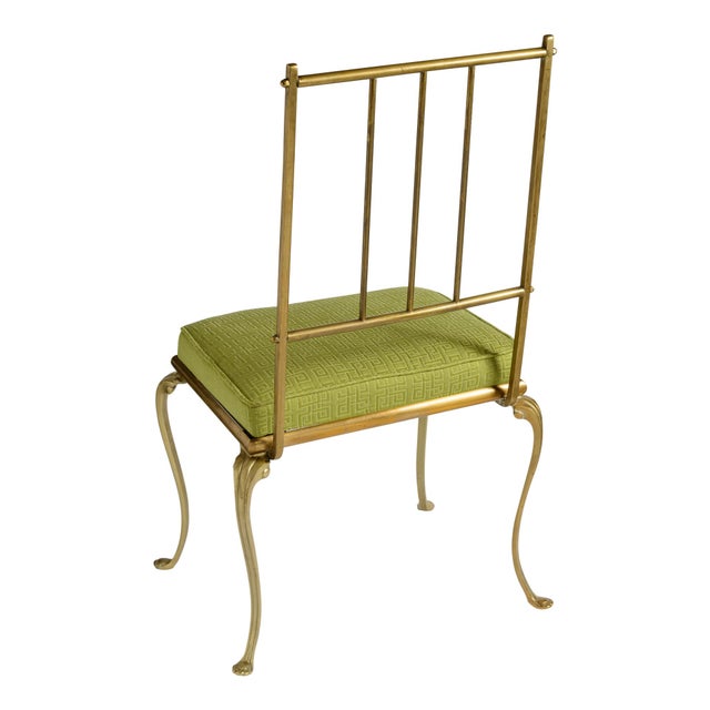 Just in this stunning, 1950s Mid-Century Italian Chiavari Solid Brass Side Chair with Green Cushion. This is a vintage...