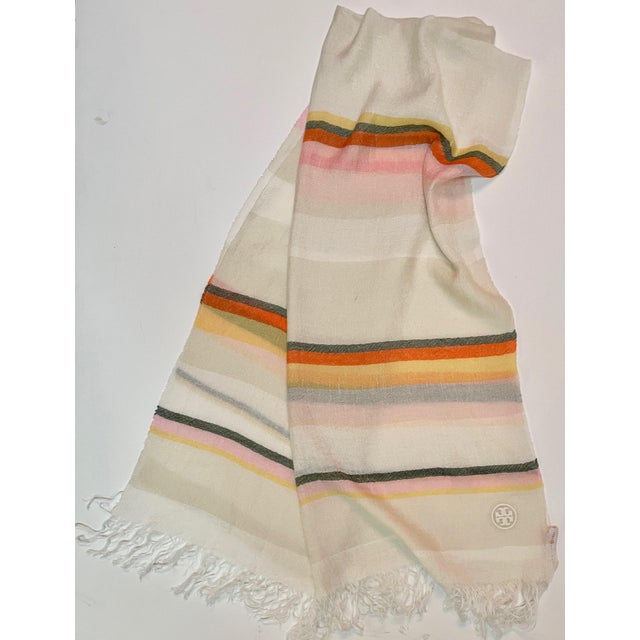 Cashmere and Linen Striped Shawl/Throw by Tory Burch - For Sale - Image 4 of 5
