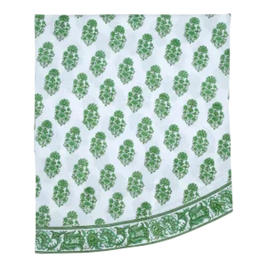 Riya Green Round Tablecloth, 90-Inch