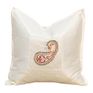 Amra Ivory Paisley Pillow Cover For Sale
