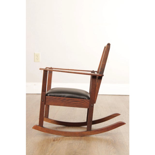 Chippendale Antique Mission Oak Children's Rocking Chair For Sale - Image 3 of 12