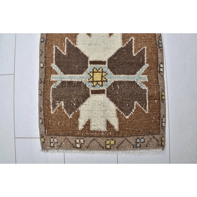 Vintage Brown Color Handmade Turkish Door Mat For Sale - Image 4 of 6