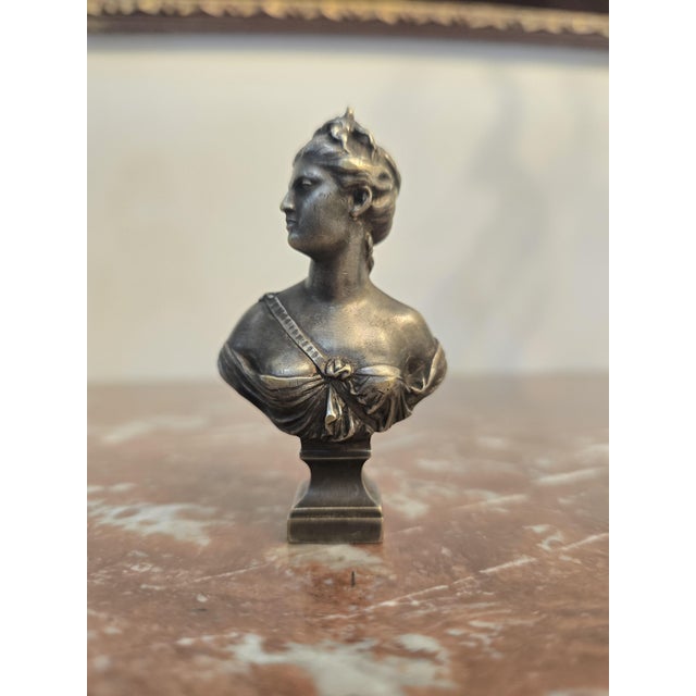 Silvered Bronze Figurine by Signed Houdon, 1849 For Sale - Image 11 of 12