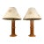 Coastal / Regency Faux Bamboo Table Lamps With Natural Fiber Shades - A Pair For Sale