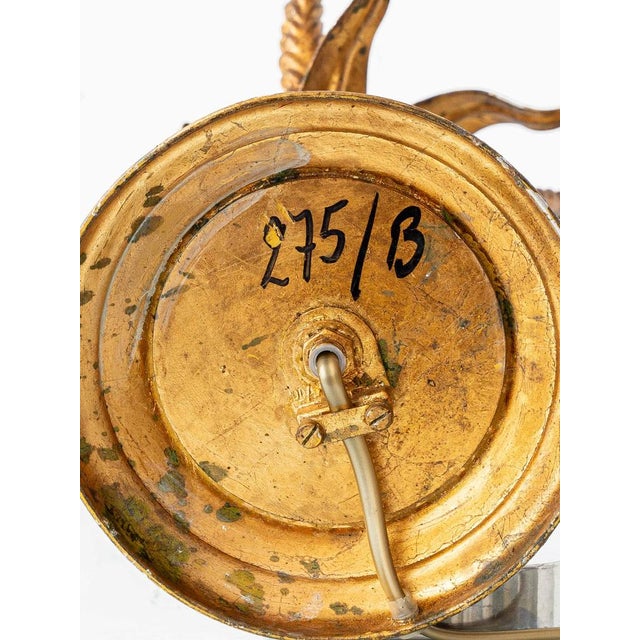 Vintage French Gilt Wheat Sheaf Table Lamp with New Silk Lampshade, 1950s For Sale - Image 17 of 18