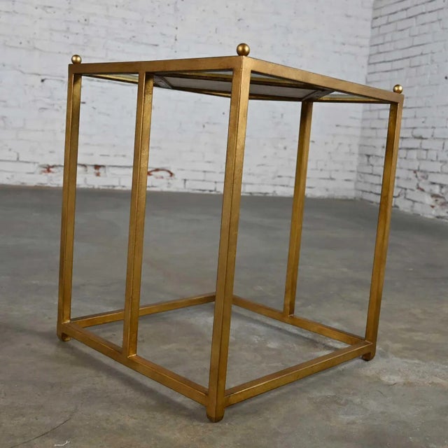 Gold Chelsea House Jamie Merida Collection Iron Antique Gold Leaf Harlequin Side Table For Sale - Image 8 of 18