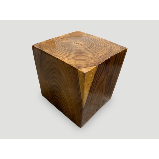 Contemporary Andrianna Shamaris Sono Wood Cube Side Table For Sale - Image 3 of 6