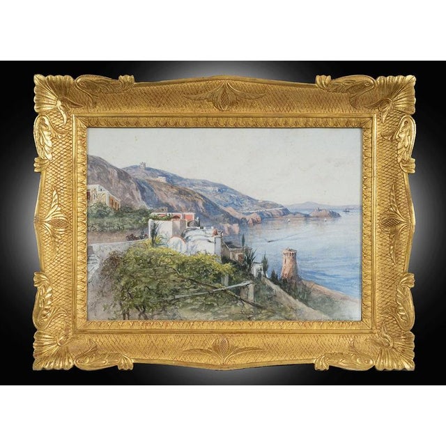 Francesco Lord Mancini, Amalfi Coast, 1800s-1900s, Watercolor For Sale - Image 5 of 5
