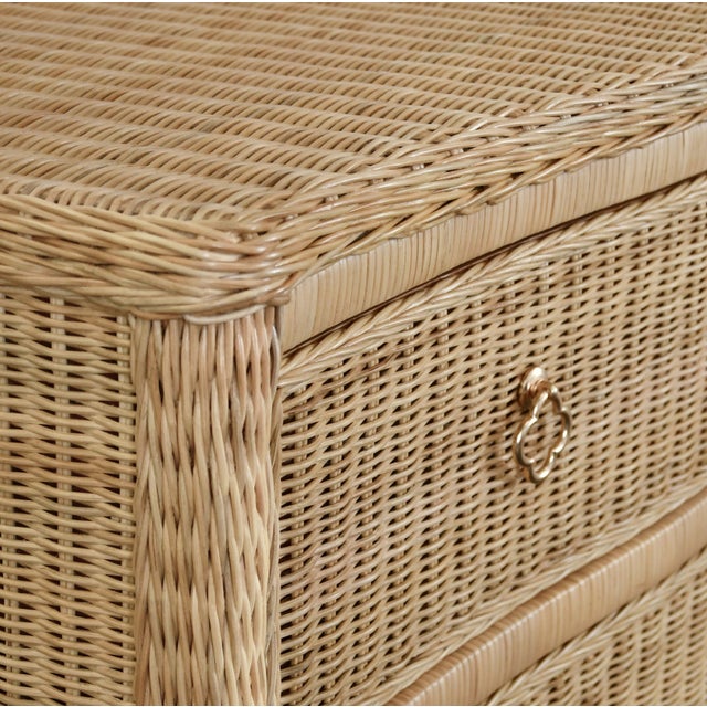 2020s Matthew Izzo Home Celine Four Drawer Woven Rattan Chest With Satin Brass Drawer Pulls and Soft Slide Drawers For Sale - Image 5 of 12