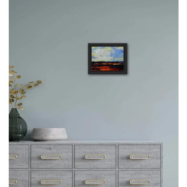 Textile Abstract Sunset Modern Contemporary Acrylic Painting For Sale - Image 7 of 12